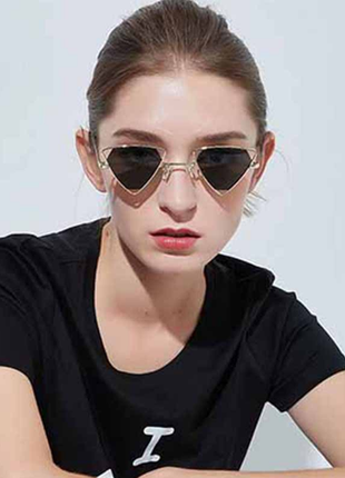 Стильные оригинальные треугольные очки треугольники чёрные