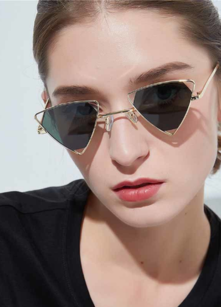 Стильные оригинальные треугольные очки треугольники чёрные