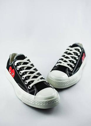 Женские низкие кеды конверс🆕converse x comme🆕черные кроссовки конверс белая подошва2 фото