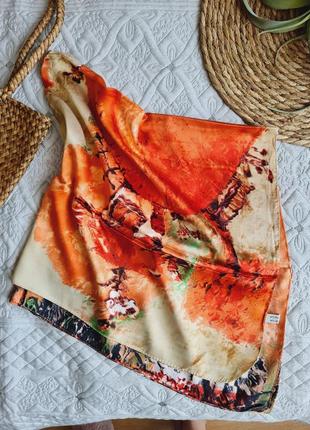 Шелковый большой платок палантин, шелк 40