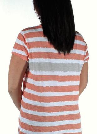 Тонюсенькая футболка в размытую полосу кораллового цвета xl8 фото