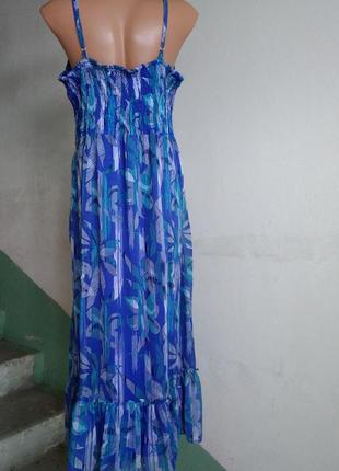 Яркий нарядный сарафан на лето синий в принт в пол р 14 / 48-50 bonmarche5 фото