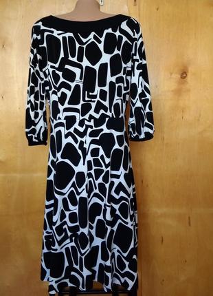 Р 14 / 48-50 стильное классическое нарядное платье сукня в черно-белый принт3 фото