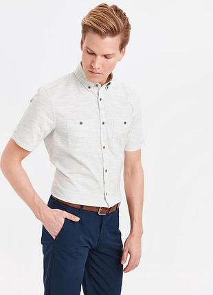 Светло-зеленая мужская рубашка lc waikiki / лс вайкики с 2-мя карманами на груди