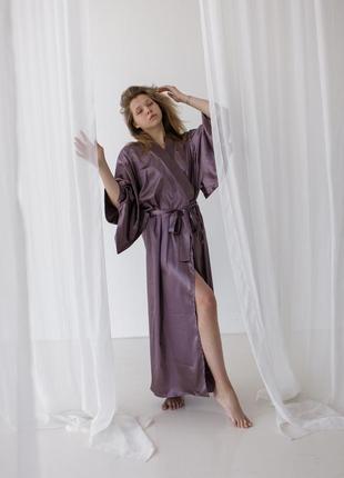Стильное элегантное длинное кимоно атлас 42-50 халат4 фото