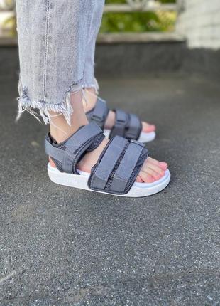 Adidas adilette sandals grey white, женские сандали адидас3 фото