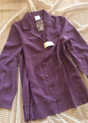 Красива фіолетова блуза з перфорацією великого розміру classics2 фото