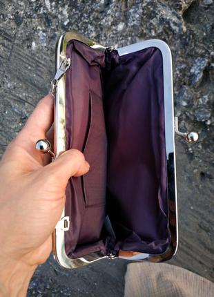 Клатч фиолетовый кошелек на цепочке ткань текстиль6 фото