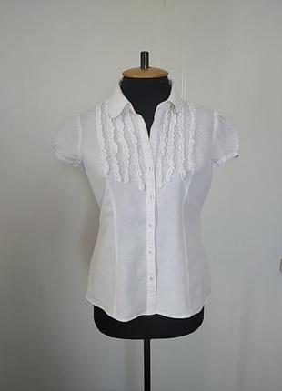 Льняная блуза с коротким рукавом. белая блуза1 фото