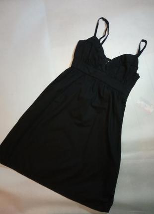 Sale чёрное короткое коттоновое платье сарафан на брителях