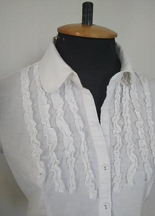 Льняная блуза с коротким рукавом. белая блуза2 фото