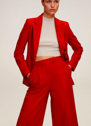 Шикарные красные кюлоты красные mango трендовые модные стильные брюки штаны9 фото