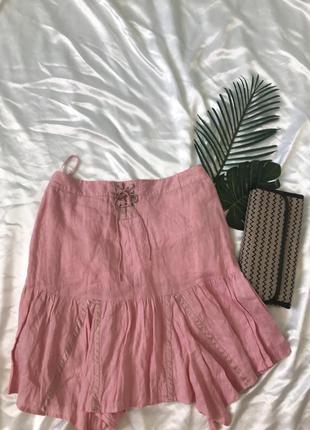 Юбка молодёжная нарядная лён