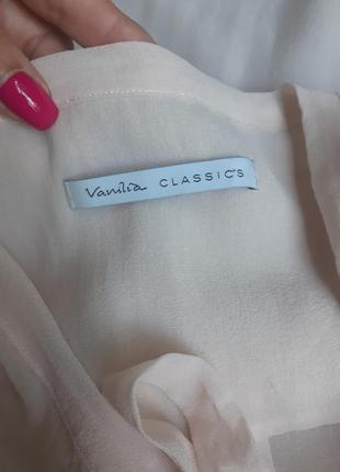 Vinilia classic*s блуза натуральный шифон ваниль воротник аскот с бантом с рукавом10 фото