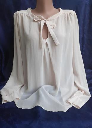 Vinilia classic*s блуза натуральный шифон ваниль воротник аскот с бантом с рукавом