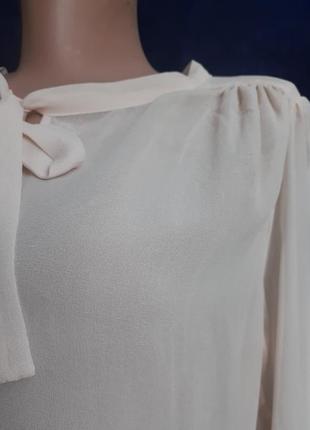 Vinilia classic*s блуза натуральный шифон ваниль воротник аскот с бантом с рукавом