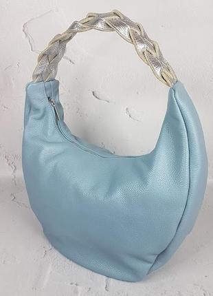 Сумка женская натуральная кожа, голубой флотар 1658