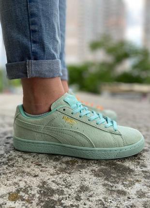 Puma suede menthol, кроссовки женские пума