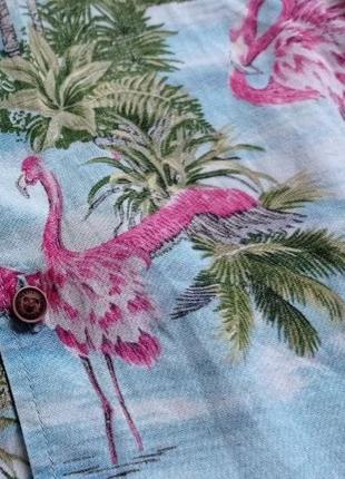 Гавайская рубашка с фламинго коттон2 фото