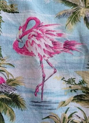 Гавайская рубашка с фламинго коттон6 фото