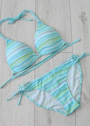 Голубой купальник в принт точки