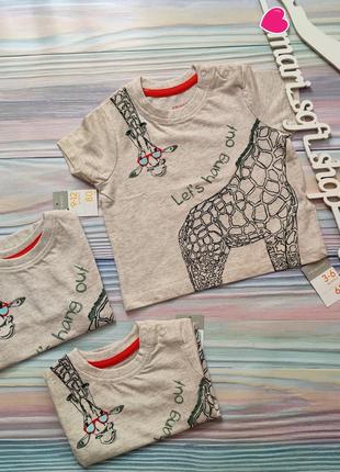 Футболка с жирафом primark р. 0-3 мес, 3-6 мес, 9-12 мес