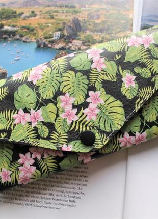 Женский кожаный кошелек тропический принт1 фото