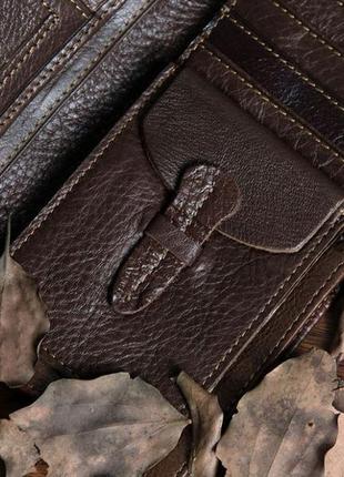 Чоловічий шкіряний коричневий гаманець вертикальний портмоне з натуральної шкіри4 фото
