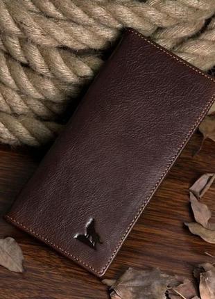 Чоловічий шкіряний коричневий гаманець вертикальний портмоне з натуральної шкіри2 фото