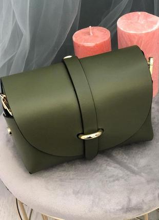 Італійська шкіряна сумочка зелена хакі