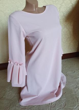 Платье розового пудрового цвета /весеннее/летнее с рукавами2 фото