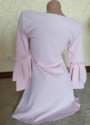 Платье розового пудрового цвета /весеннее/летнее с рукавами6 фото