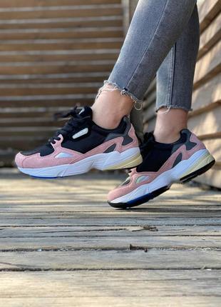 Adidas falcon pink жіночі чорно рожеві кросівки адідас чорно рожеві жіночі кросівки