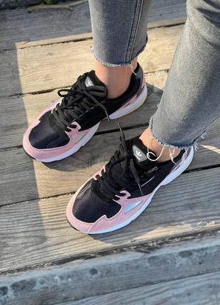 Adidas falcon pink женские черно розовые кроссовки адидас чорно рожеві жіночі кросівки9 фото