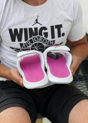 Nike jordan white pink женские летние шлепанцы найк, сланцы, шлепки4 фото