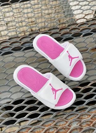 Nike jordan white pink женские летние шлепанцы найк, сланцы, шлепки6 фото