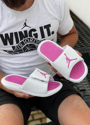 Nike jordan white pink женские летние шлепанцы найк, сланцы, шлепки2 фото