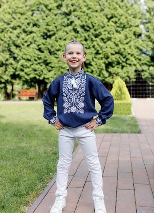 Рубашка-вышыванка для мальчика. вышитая рубашка детская лён