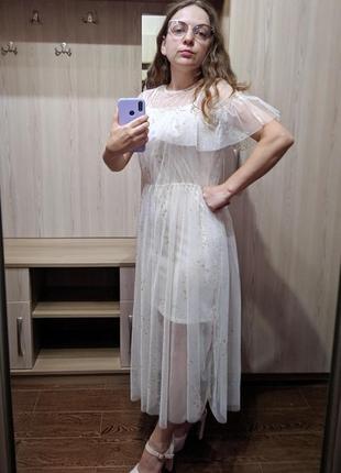 Сукня з тюлю з малюнком птиці h&m нове!3 фото