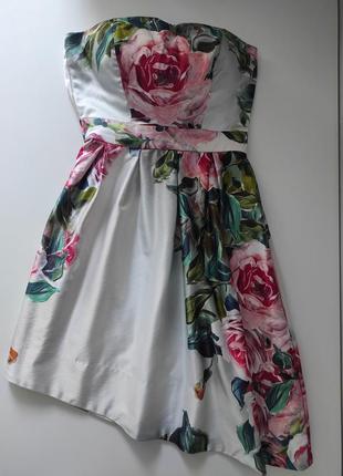 Коктейльное платье rinascimento xs цветочный принт4 фото