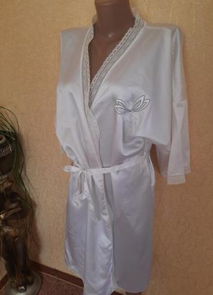 Нежный атласный халат ,халат для невесты кимоно5 фото