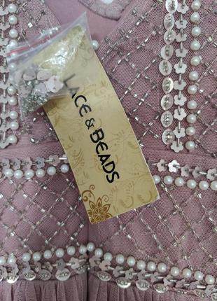 Вечернее нарядное платье в пол lace & beads р. м на выпускной свадьбу сукня7 фото