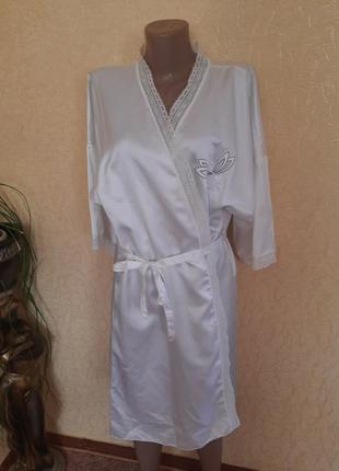 Нежный атласный халат ,халат для невесты кимоно1 фото
