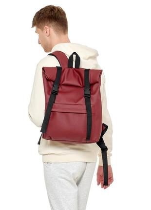 Трендовый мужской бордовый вместительный рюкзак для города