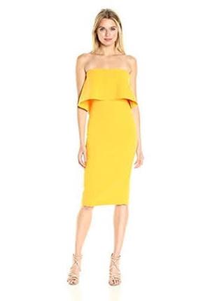 Жовте міді сукня сукня по фігурі з воланом відкриті плечі рюш