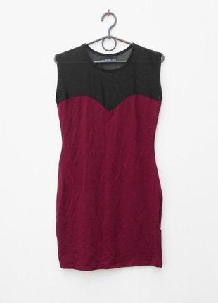 Летнее хлопковое трикотажное платье цвет марсала