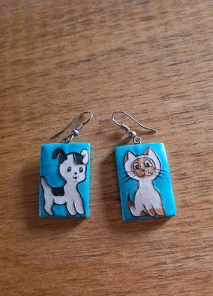 Серьги керамика ручная работа 🐶🐱