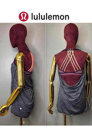 Lululemon 2 в 1 спортивна майка топ бра сінія оверсайз спорт люкс бренд