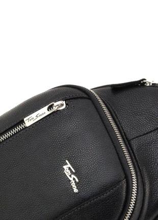 Сумка-рюкзак мужская кожаная tom stone 911 b черный3 фото