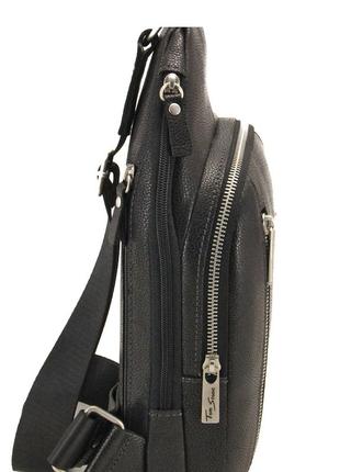 Сумка-рюкзак мужская кожаная tom stone 911 b черный5 фото